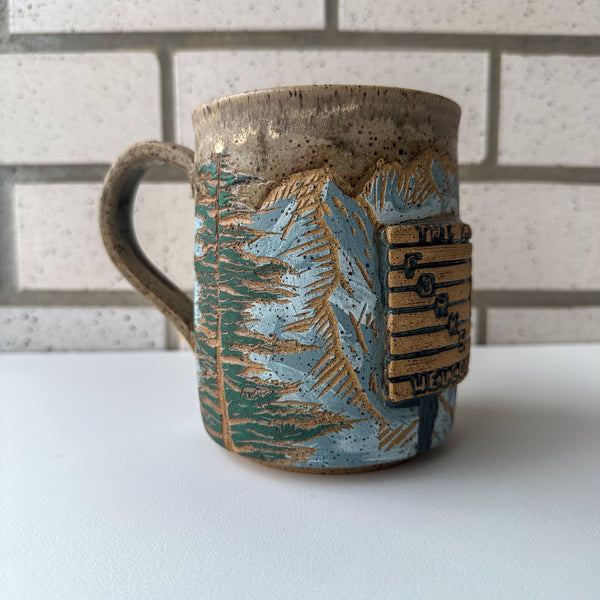 Forks Sign Mug - Mountains & Trees