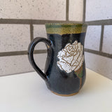 White Carved Roses Mug