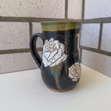White Carved Roses Mug