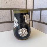 White Carved Roses Mug